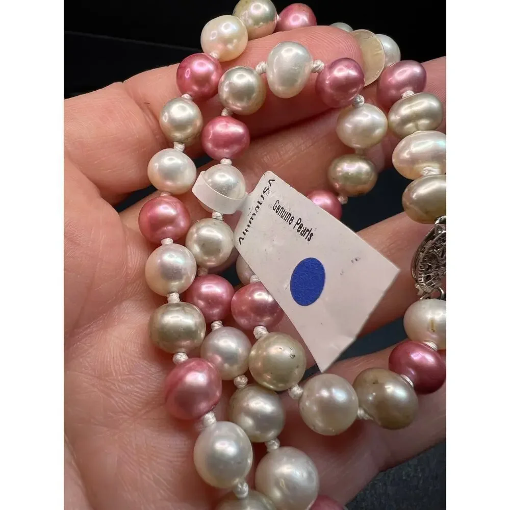 NEW multi colored freshwater pearl necklace with sterling silver clasp